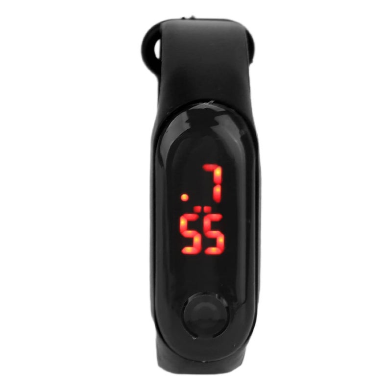 woobles Mini Children Electronic Watch Red LED Simple Student Sports Electronic Watch with Silicone Watch Band(Black) - Image 1